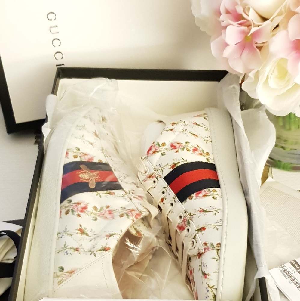 ❌❌SOLD❌❌🆕Gucci Floral New Ace Canvas Sneakers